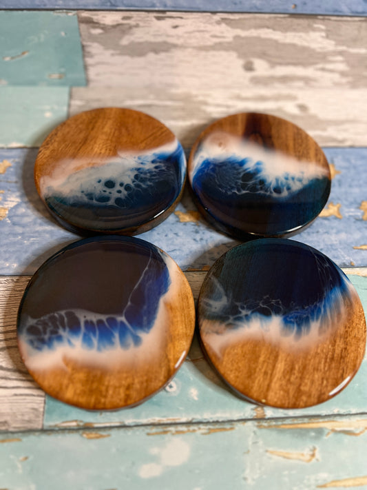 Acacia Wood and Resin Coasters (Set of 4)