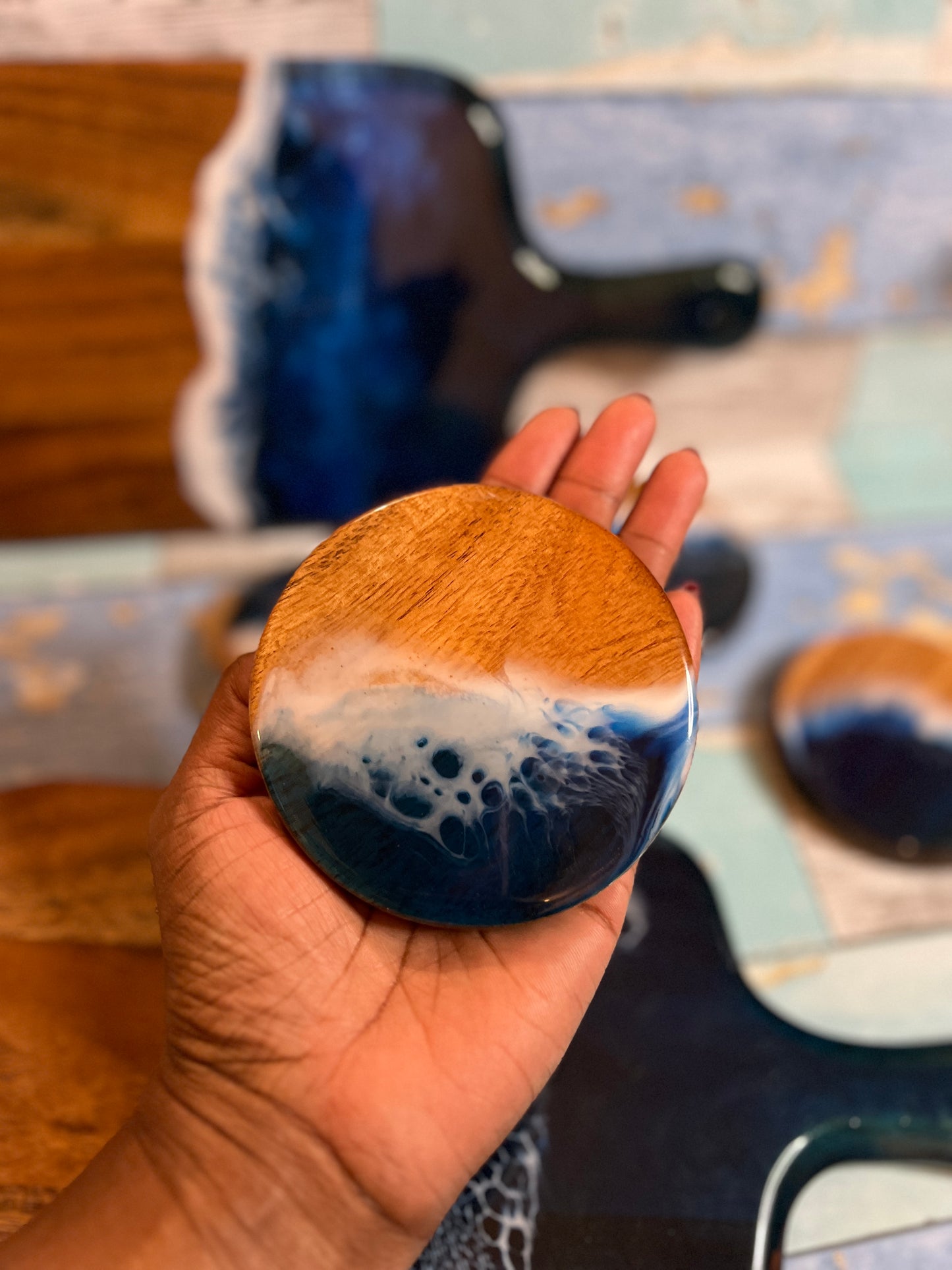 Acacia Wood and Resin Coasters (Set of 4)