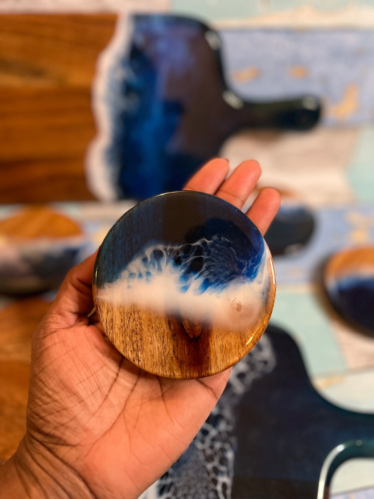 Acacia Wood and Resin Coasters (Set of 4)