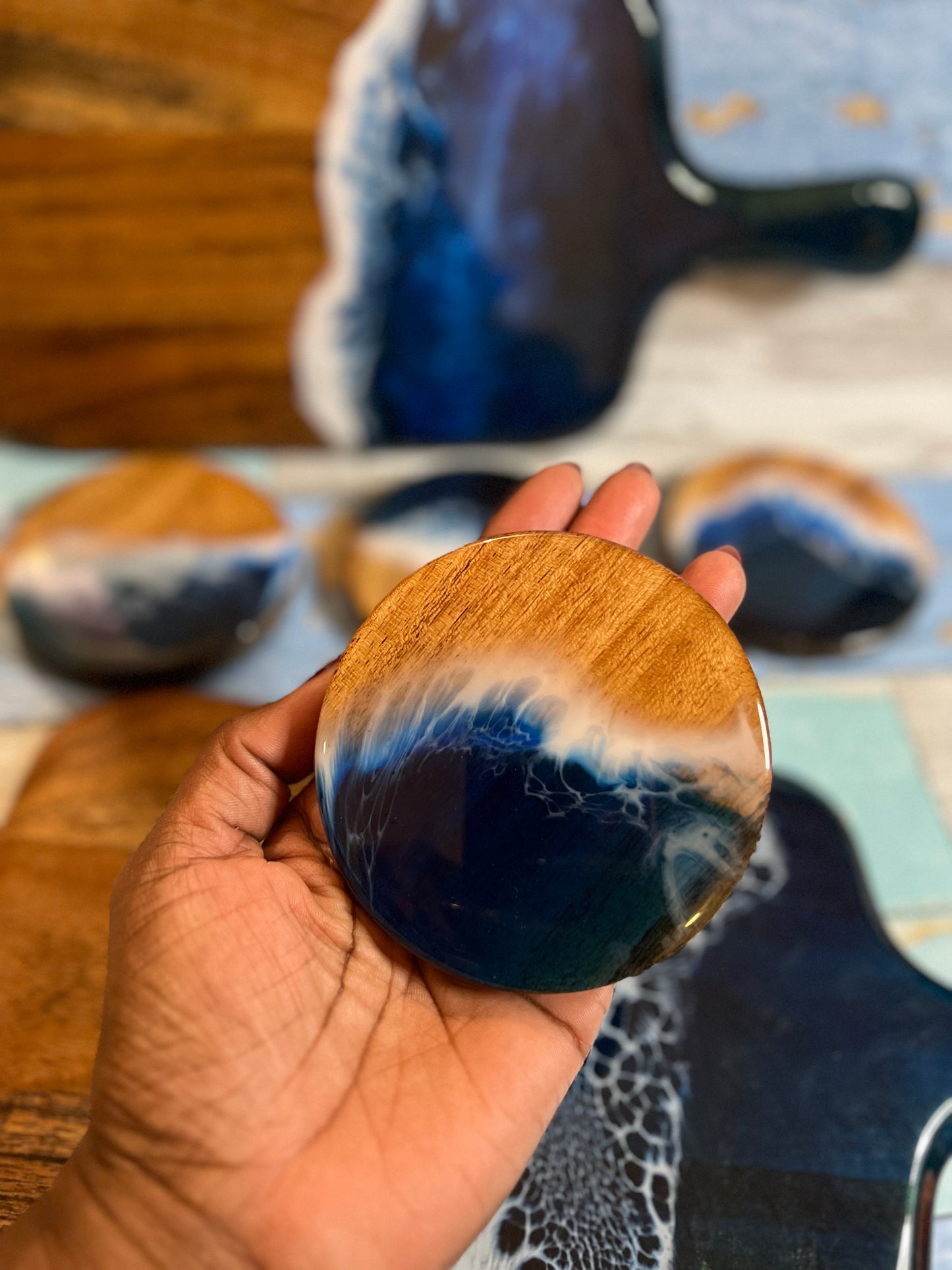 Acacia Wood and Resin Coasters (Set of 4)